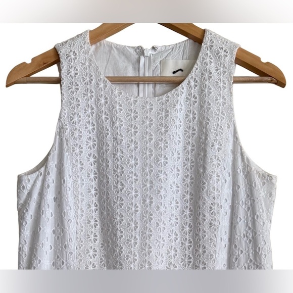 J. CREW COLLECTION Preppy Peasant Dropped Waist Embroidered Eyelet Midi Dress 6 - Picture 5 of 11